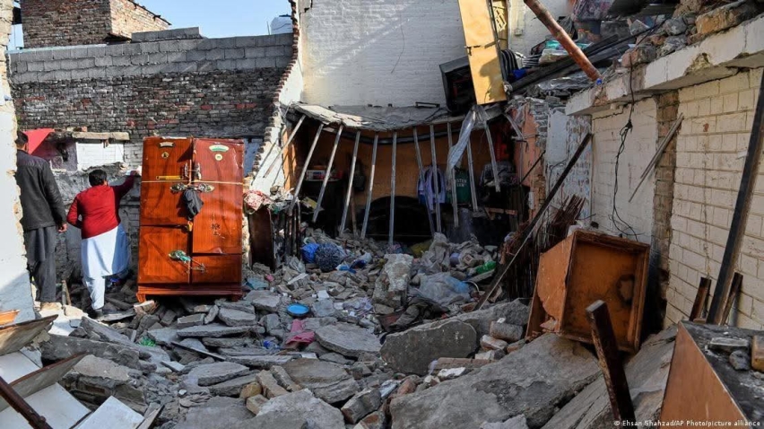 Damage is seen at a family home in Islamabad after a gas cylinder explosion during post-wedding celebrations killed eight people, including newlyweds, and injured several others.