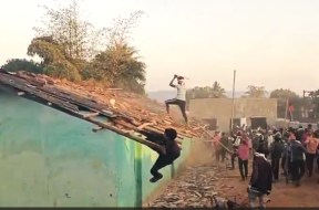 Tribal villagers attack Rajman Salams house and church in Bedetevda village, Chattisgarh state, India in December 2025.