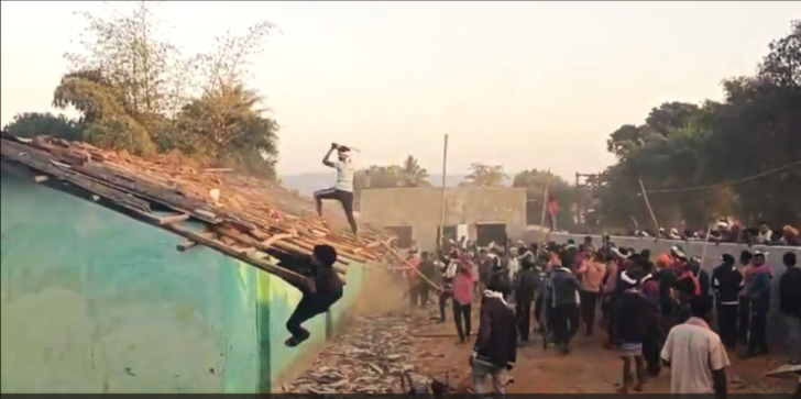 Tribal villagers attack Rajman Salams house and church in Bedetevda village, Chhattisgarh state, India on Dec. 18, 2025.