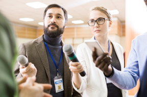 Journalists on the job