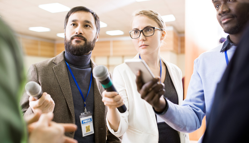 Journalists on the job