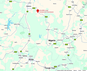 Location of Kajuru County, Kaduna state, Nigeria.