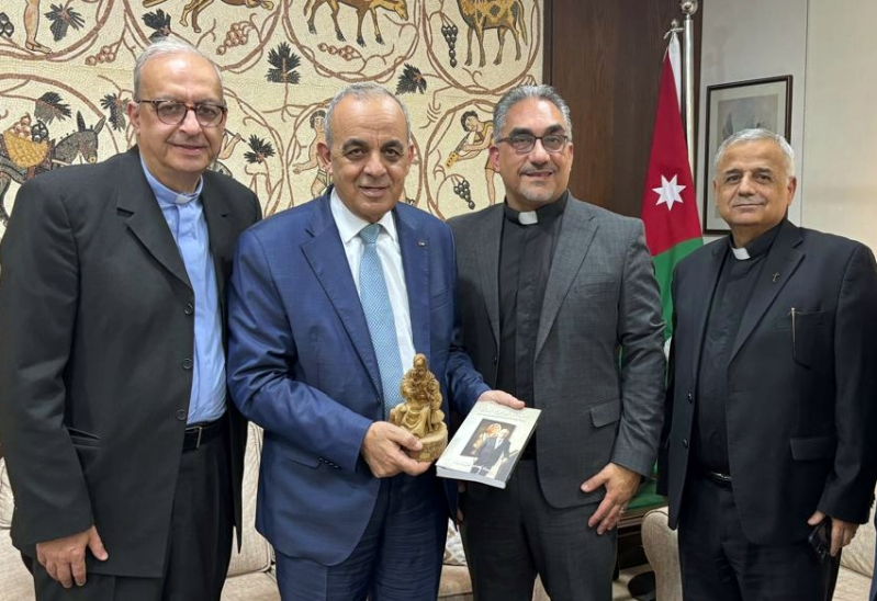 AMMAN, Jordan — From left, World Evangelical Alliance Secretary General Rev. Botrus Mansour, Jordan’s Minister of Tourism and Antiquities Imad Hijazeen, Rev. Dr. Jack Sara of Bethlehem Bible College, and Rev. Dr. Nabeeh Abbasi meet in Amman on Jan. 19 to