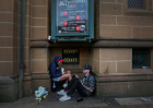 People experiencing homelessness gather outside St Stephen’s Uniting Church in Sydney as a church-linked outreach team provides on-the-spot healthcare and support to hundreds of vulnerable individuals each month across the city.