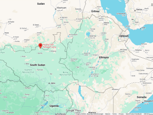 Ajoang Thok Refugee Camp location in South Sudan.