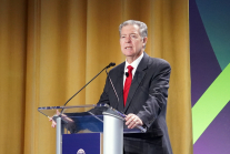 Sam Brownback, co-chair of the International Religious Freedom Summit and former U.S. ambassador-at-large for international religious freedom, speaks during the opening session of the IRF Summit at the Washington Hilton in Washington, Monday, Feb. 2.
