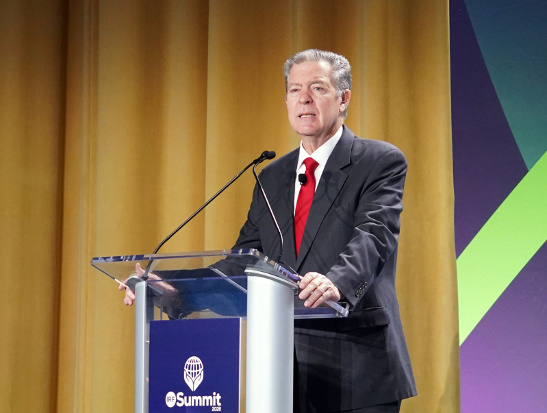 Sam Brownback, co-chair of the International Religious Freedom Summit and former U.S. ambassador-at-large for international religious freedom, speaks during the opening session of the IRF Summit at the Washington Hilton in Washington, Monday, Feb. 2.