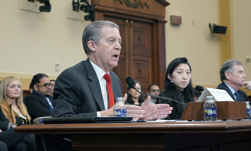 Former U.S. Ambassador-at-Large for International Religious Freedom Sam Brownback testifies at a joint hearing of the Africa and Western Hemisphere subcommittees of the U.S. House Foreign Affairs Committee on Feb. 4, 2026, warning that China is exporting
