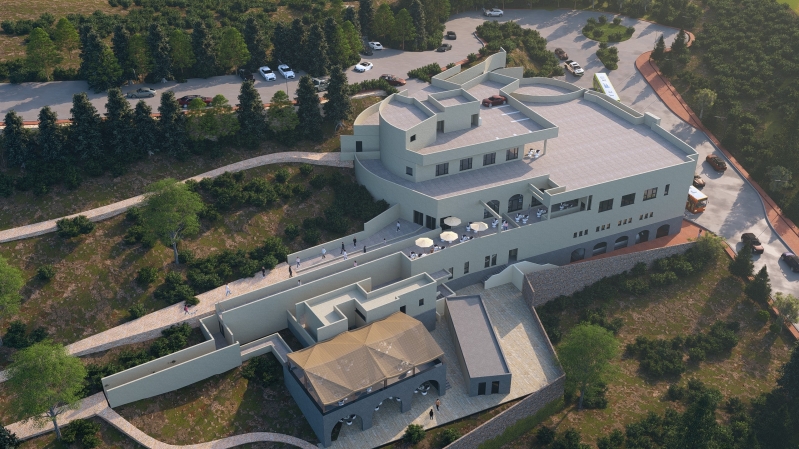 A visual rendering shows the planned new visitor center at Nazareth Village, part of an expansion aimed at improving facilities and enhancing the educational experience for visitors.