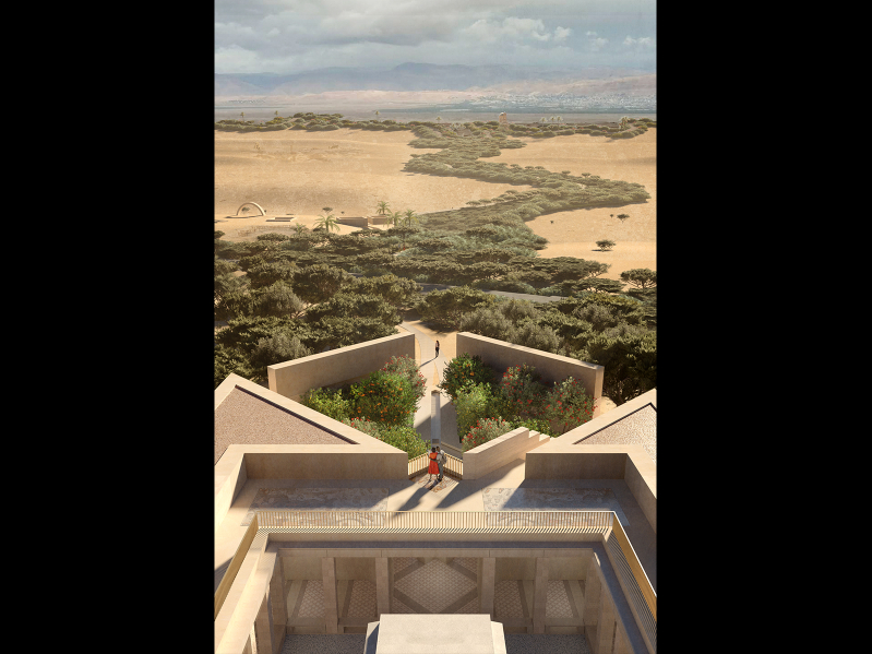 Architectural rendering of the proposed Museum of Jesus’ Baptism at Bethany Beyond the Jordan