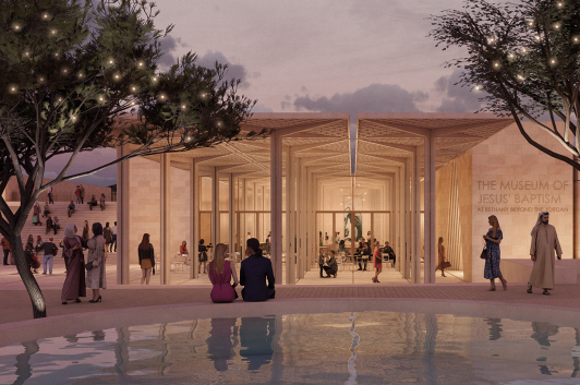 Architectural rendering of the proposed Museum of Jesus’ Baptism at Bethany Beyond the Jordan