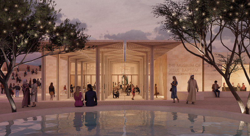 Architectural rendering of the proposed Museum of Jesus’ Baptism at Bethany Beyond the Jordan