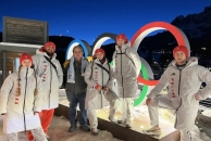 IMB missionary Charlie Worthy poses for a photo with members of the Polish luge team.