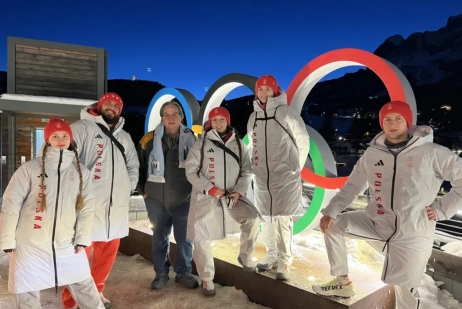 IMB missionary Charlie Worthy poses for a photo with members of the Polish luge team.