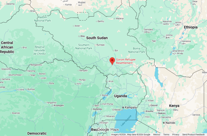 Location of Gorom Refugee Settlement in South Sudan.