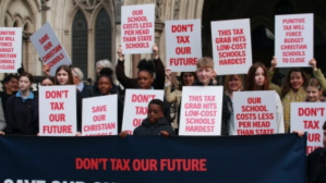Christian parents and school pupils outside the High Court.
