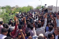 Christian residents of Rimsha Colony protest against planned evictions by Islamabads municipal authority.