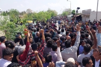 Christian residents of Rimsha Colony protest against planned evictions by Islamabads municipal authority.