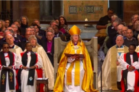 Archbishop of Canterbury, Dame Sarah Mullally, during her installation at Canterbury Cathedral.