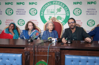 Civil society leaders address a press conference on March 28 against the forced eviction of Christians from informal settlements in federal capital Islamabad.