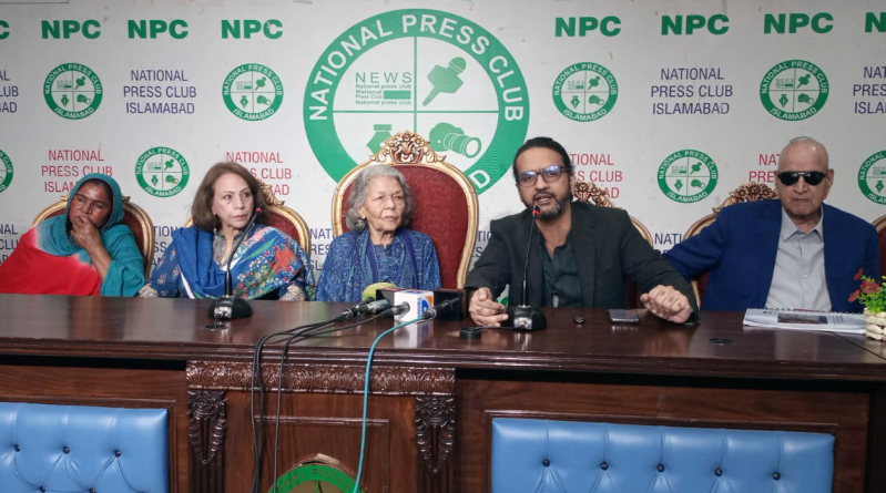 Civil society leaders address a press conference on March 28 against the forced eviction of Christians from informal settlements in federal capital Islamabad.