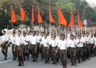 Rashtriya Swayamsevak Sangh members marching in 2016.