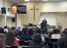 Worshipers gather for an Easter service at Amman Baptist Church on April 12, 2026, as congregations across Jordan mark the resurrection with unified celebrations.
