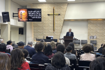 Worshipers gather for an Easter service at Amman Baptist Church on April 12, 2026, as congregations across Jordan mark the resurrection with unified celebrations.