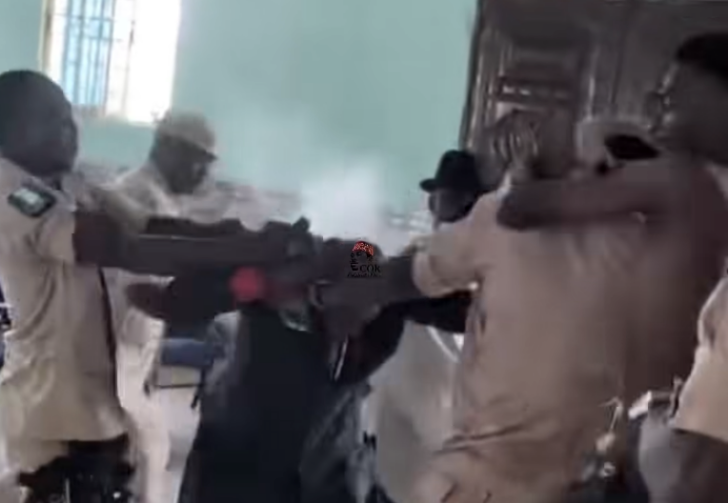 The pastor of an Assemblies of God congregation in Ughelli, Delta state, is seen amid a confrontation with uniformed individuals—alleged to be affiliated with Royal Rangers—in a video circulating on April 12, 2026, as authorities investigate the incident.