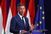 Peter Magyar, lead candidate of the Tisza party, speaks to the media the day after the sweeping Tisza victory over rival Fidesz in Hungarian parliamentary elections on April 13, 2026 in Budapest, Hungary.