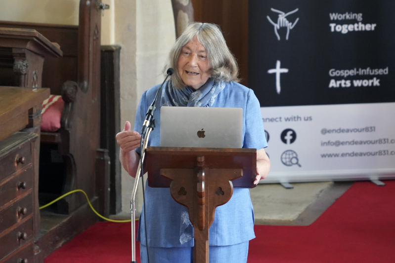Elaine Storkey speaks at the Marcham+10 consultation on April 17, highlighting the “endemic” and “institutionalized” nature of violence against women globally and its intersection with religious identity, power and social structures.