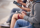 youth with cellphones
