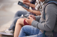 youth with cellphones