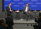 Speakers participate in an April 27 panel discussion at the Brookings Institution in Washington examining the relationship between power, religion and ideology in North Korea, including the regime’s use of personality cult narratives and its suppression o