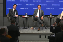 Speakers participate in an April 27 panel discussion at the Brookings Institution in Washington examining the relationship between power, religion and ideology in North Korea, including the regime’s use of personality cult narratives and its suppression o