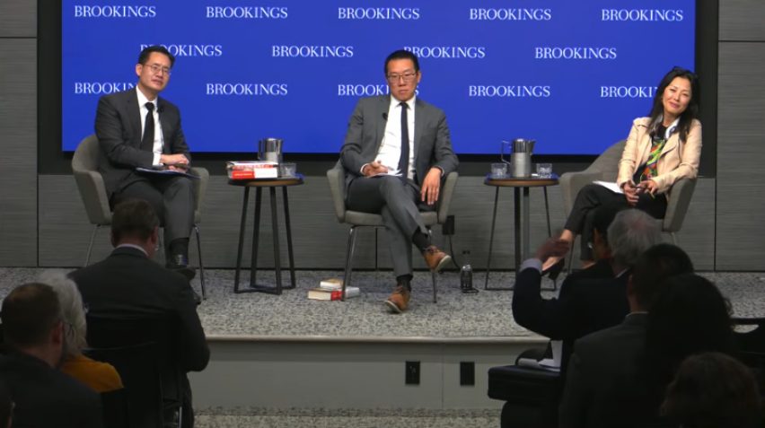 Speakers participate in an April 27 panel discussion at the Brookings Institution in Washington examining the relationship between power, religion and ideology in North Korea, including the regime’s use of personality cult narratives and its suppression o