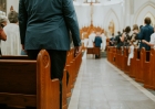 Worshippers, congregants, church, catholic, service