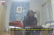 A screenshot from a BBC investigation video examining allegations that some migrants in the United Kingdom used fabricated asylum claims, including false claims related to sexuality, to remain in the country.