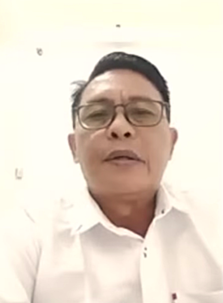 Pastor Novel Pangemanan in video call with rights group about April 14, 2026 halt to construction of prayer house in Kappuna village, North Luwu Regency, Indonesia.
