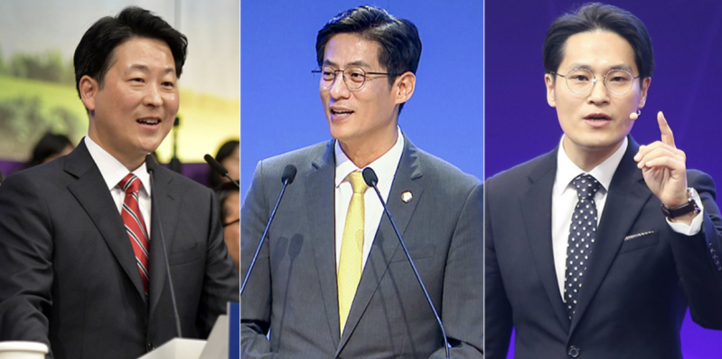 (From left) Rev. David Woo-Joon Kim of Global Mission Church, Rev. Yoon Dae-hyuk of SaRang Community Church and Rev. Joo Kyung-hoon of Oryun Church are among a new generation of senior pastors assuming leadership roles at major South Korean megachurches.