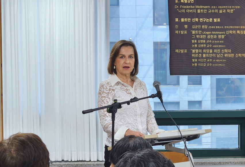Dr. Friederike Moltmann, daughter of Dr. Moltmann, delivers a special lecture.