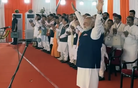 Prime Minister Narendra Modi at West Bengal, India swearing-in ceremony.