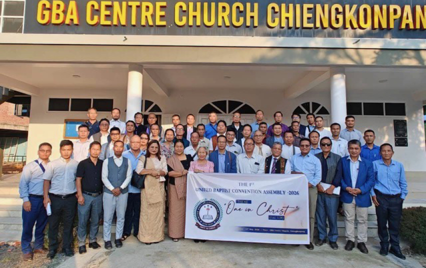 Christian leaders gather during a peace and fellowship conference in Churachandpur, Manipur, shortly before three Baptist pastors were killed in an ambush while traveling home on May 13, 2026. The meeting focused on dialogue and reconciliation between tri
