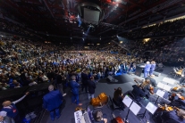 Franklin Graham addresses a crowd of more than 15,000 at the Chizhovka Arena in Minsk during the Festival of Hope, May 17–18, 2025.