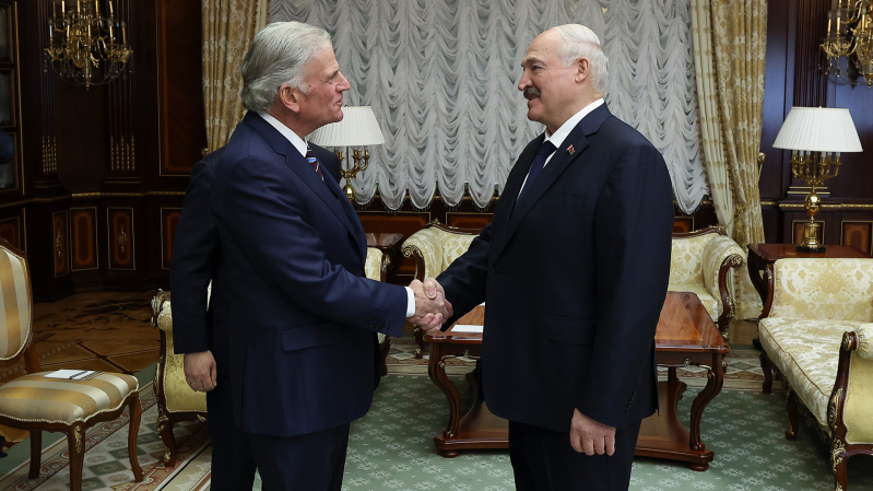 Franklin Graham meets with Belarusian President Aleksandr Lukashenko at the presidents residence in Minsk, May 16, 2025.