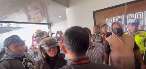 Muslims stop Prosperous Mission Church (GMS) service in Panggungharjo village, Bantul Regency, Special Capital Region of Yogyakarta, Indonesia on May 24, 2026.