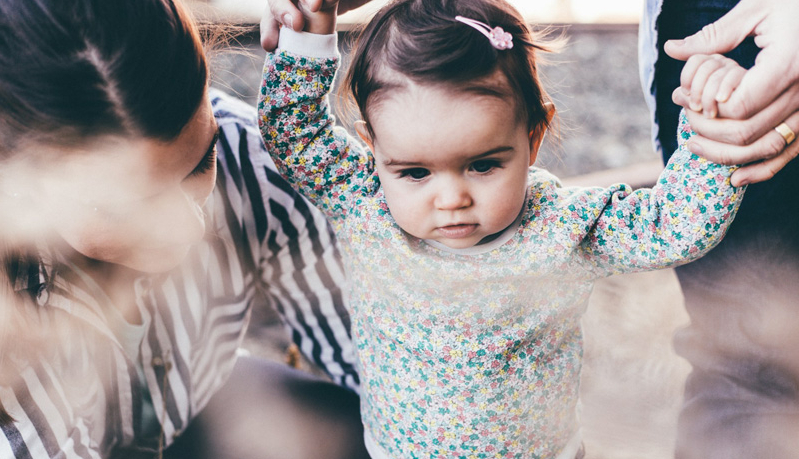Child learning to walk