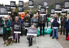 Demonstrators gather outside the Scottish Parliament in Edinburgh on Sept. 24, 2024, to protest a law banning demonstrations within 200 meters of abortion clinics. New Public Health Scotland data shows the country recorded its highest-ever number of abort