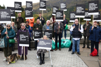 Demonstrators gather outside the Scottish Parliament in Edinburgh on Sept. 24, 2024, to protest a law banning demonstrations within 200 meters of abortion clinics. New Public Health Scotland data shows the country recorded its highest-ever number of abort