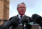LONDON, ENGLAND - JANUARY 20: Lord Alton of Liverpool speaks during a protest against the new Chinese embassy in Victoria Tower Gardens on January 20, 2026 in London, England.